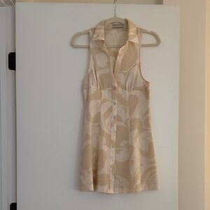 Urban Outfitters Cream and White Sleeveless Dress
